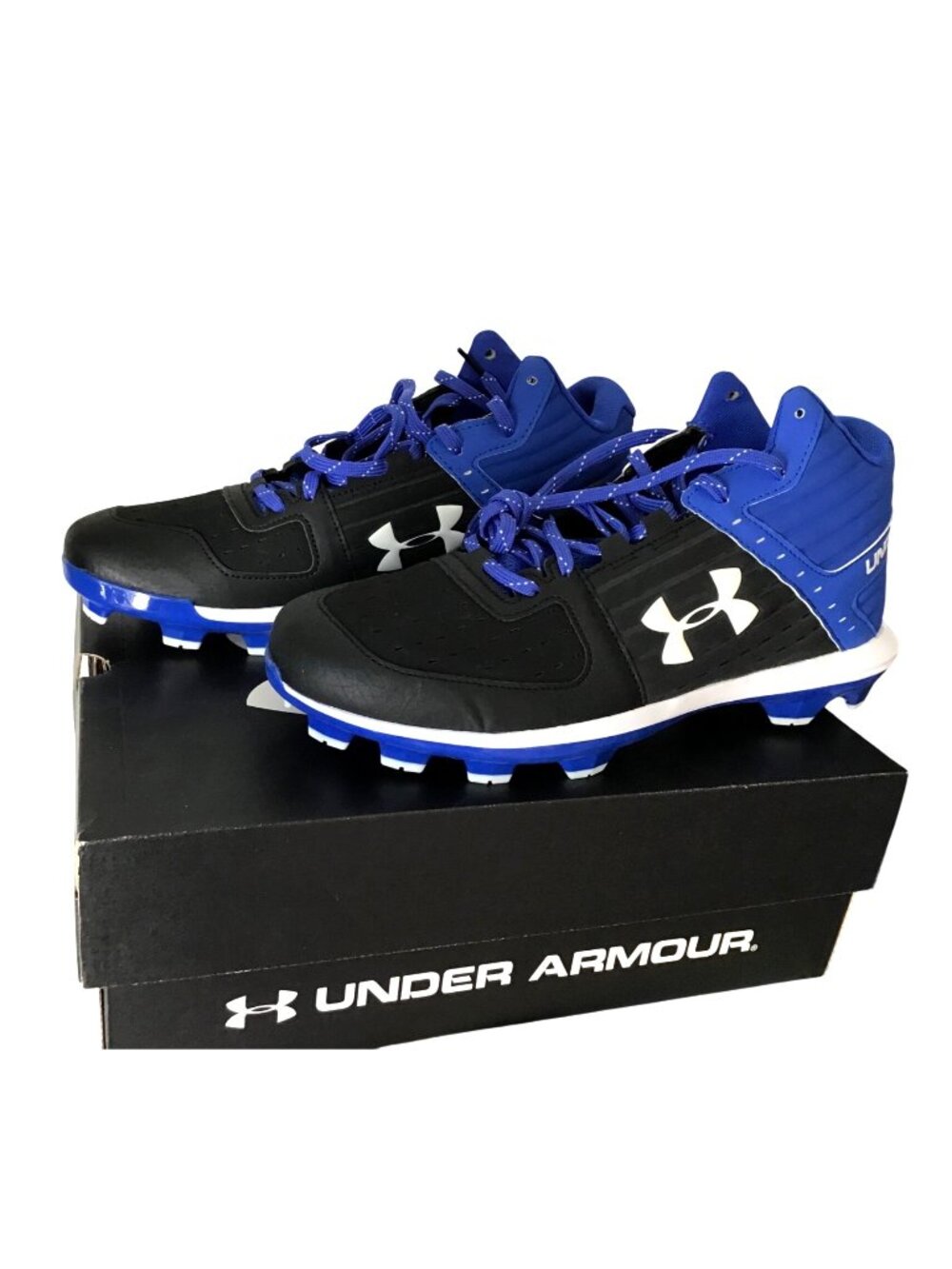Under Armour Youth Baseball Cleats Size 11.5 Black & Blue Synthetic